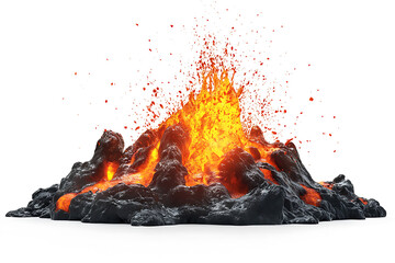 Aufkleber - Volcano eruption with lava isolated on a white background