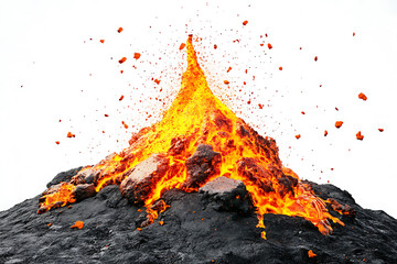 Aufkleber - Volcano eruption with lava isolated on a white background