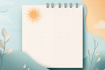Aufkleber - Nature inspired planner layout featuring abstract sun, clouds, and mountain elements for daily organization. Generative AI