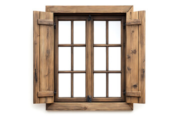 Aufkleber - Wooden window isolated on a white background