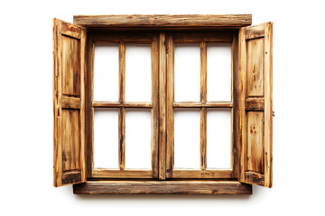 Aufkleber - Wooden window isolated on a white background