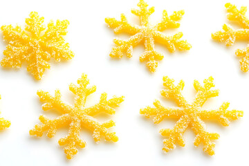 Poster - Yellow snowflakes isolated on a white background