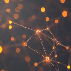 Leinwandbilder - Intricate network of glowing nodes and connections illuminated in a dark space at nighttime. Generative AI