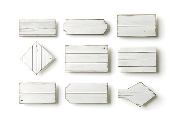 Poster - Set of white wooden signs isolated on a white background