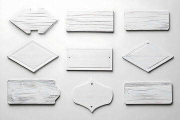 Poster - Set of white wooden signs isolated on a white background