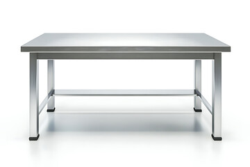 Poster - Silver steel table isolated on a white background