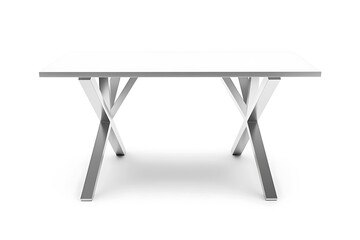 Poster - Silver steel table isolated on a white background