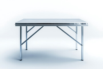 Poster - Silver steel table isolated on a white background
