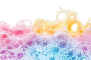 Fototapete - Soap foam, colorful bubbles isolated on a white background