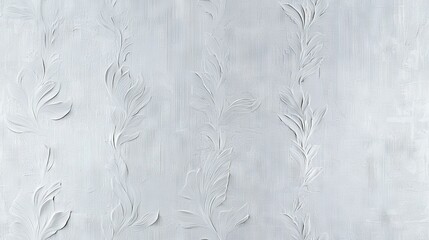 Sticker -   A white textured wallpaper with leafy patterns on its exterior surface is shown in a close-up