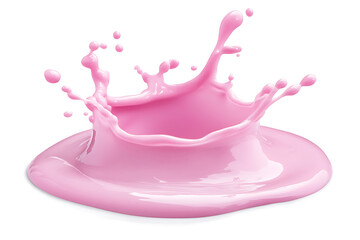 Poster - Splash of pink milky liquid similar to smoothie, yogurt or cream isolated on a white background