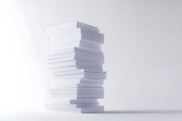 Poster - Towering stack of paperwork and files isolated on a white background