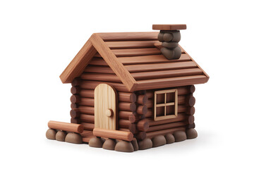 Aufkleber - Toy wooden house isolated on a white background