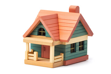 Poster - Toy wooden house isolated on a white background