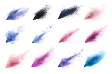 Leinwandbilder - Set collection of color powder explosion isolated on a white background