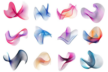 Poster - Set of abstract digital design elements isolated on a white background