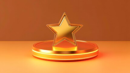 Poster - Golden star on a circular podium with orange lighting.