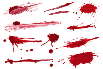 Wall Mural - Set of blood stains isolated on a white background