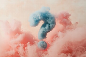 Aufkleber - Colorful clouds of pink and blue smoke blend into a striking question mark shape in the air. Generative AI