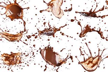 Poster - Set of chocolate splashes isolated on a white background