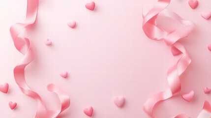 Leinwandbilder - Decorative pink ribbons and heart shaped candies create a festive atmosphere for a celebration or event. Generative AI