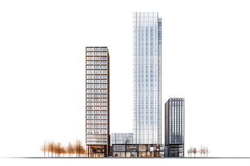 Aufkleber - Modern skyscraper buildings isolated on a white background