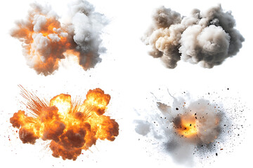Fototapete - Set of explosions isolated on a white background