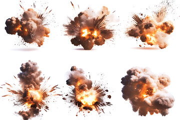 Poster - Set of explosions isolated on a white background