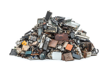 Aufkleber - Pile of e-waste isolated on a white background