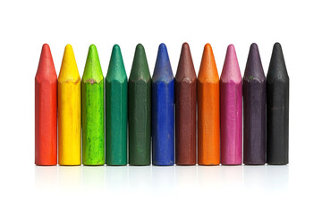 Poster - New wax pastel, colorful crayons isolated on a white background