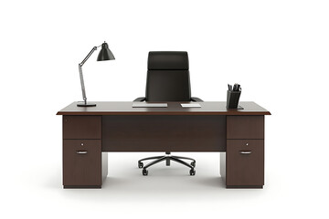 Poster - Office desk with lamp table isolated a white background