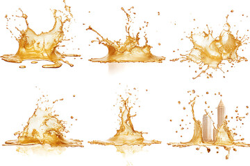 Wall Mural - Set of golden oil splashes isolated a transparent background