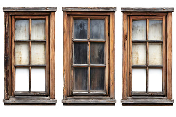 Aufkleber - Set of old wooden windows isolated a white background