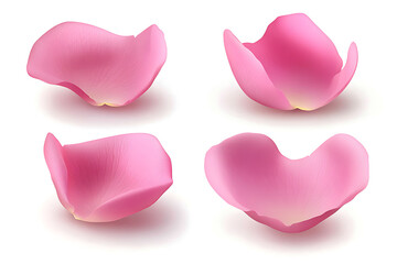 Poster - Set of pink rose petals isolated a white background