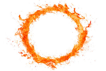 Wall Mural - Orange hot fire frame border isolated a white background