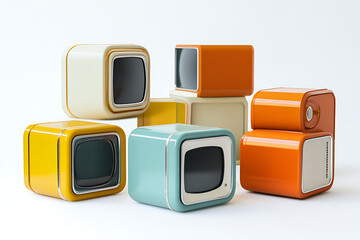 Aufkleber - Set of retro tv boxes isolated a white background