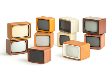 Fototapete - Set of retro tv boxes isolated a white background