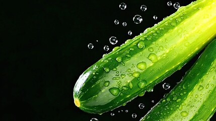 Wall Mural -   A macro shot of several cucumbers, showcasing droplets of water atop them