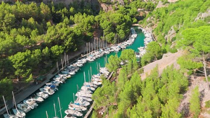 Sticker - Aerial view of Calanque de Port Miou on the Mediterranean coast of France