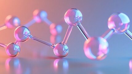 Poster - Colorful molecular structure displayed in a creative close up focusing on the intricate details and connections between atoms. Generative AI