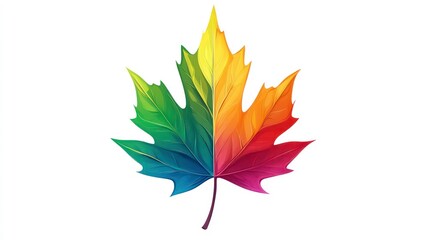 Aufkleber - Vibrant rainbow-colored maple leaf isolated on white background.