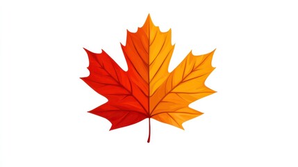 Aufkleber - Vibrant red and orange autumn maple leaf isolated on white background.