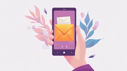 Leinwandbilder - Hand holding smartphone displaying email notification.