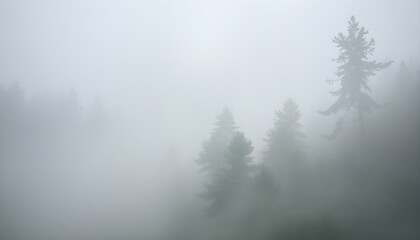 Naklejka na meble Misty Forest Trees Nature Scene Peaceful Fog Fir Calm Grey Blue Pine  