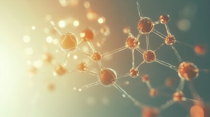 Poster - Intricate molecules connected by strands illuminated in a glowing background during a scientific exploration. Generative AI