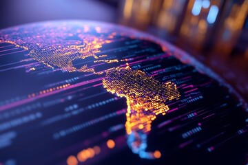 Wall Mural - abstract concept of futuristic global connectivity of financial data analysis business programmer co