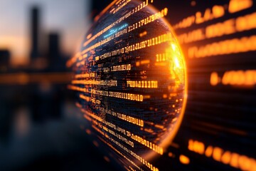 Wall Mural - abstract concept of futuristic global connectivity of financial data analysis business programmer co