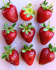 Wall Mural - Fresh Strawberries on Pink