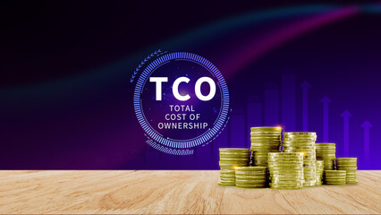 Aufkleber - TCO concept. Total Cost of Ownership, purchase price of an asset plus the costs of operation, business concept background