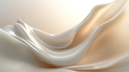 Poster - Smooth Elegant White Fabric Draped Creating Soft Abstract Waves : Generative AI
